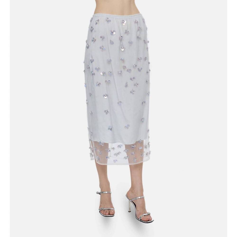 NEW FORTE FORTE metallic floral sequins skirt in light violet